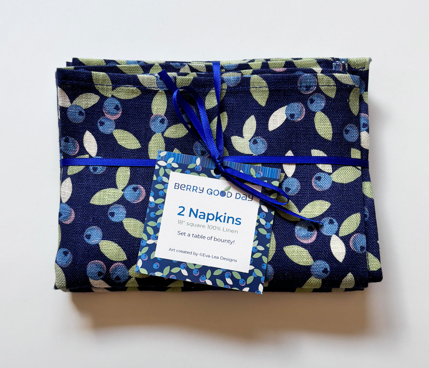 Be Wild sets a vibrant summer table with wild blueberry 100% linen napkins! Set of 2.