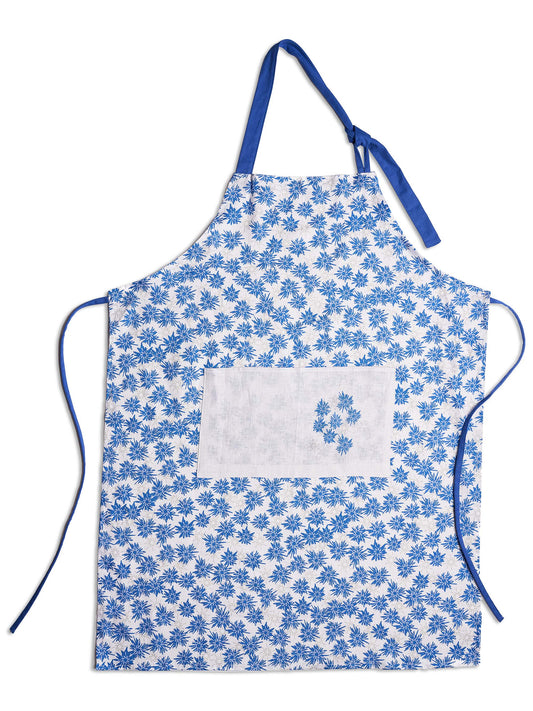 Rukki Fields of windswept cornflower 100% linen aprons.  Available in two sizes, adult and child.