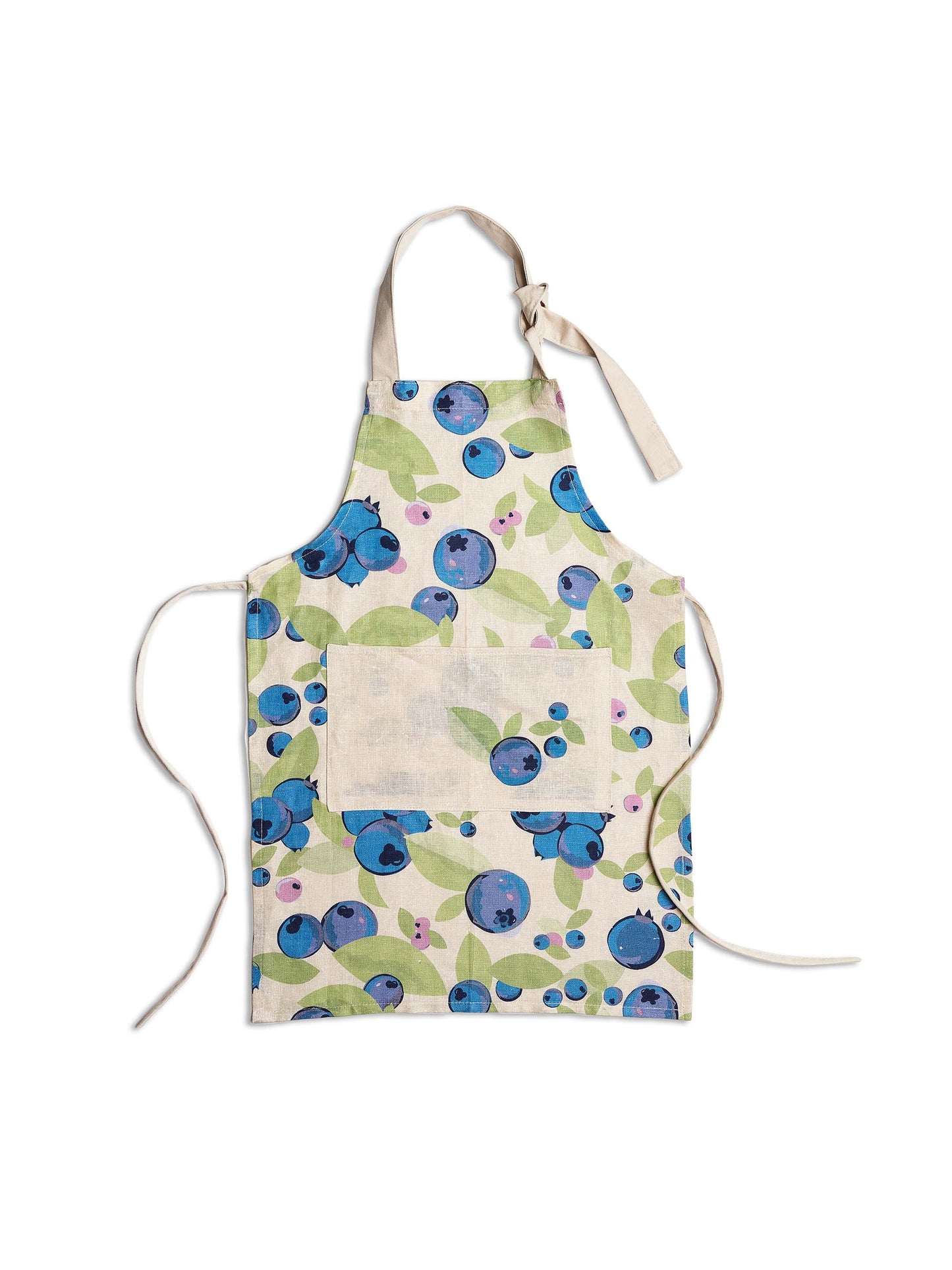 Very Berry scandi-style big bold blueberry aprons in two sizes, adult and child