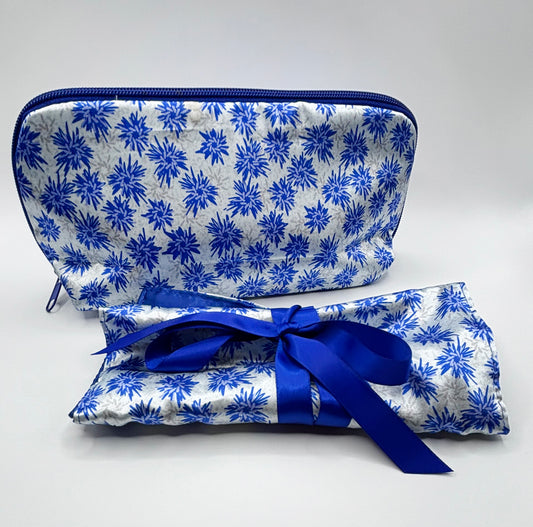 Satin Jewelry Roll and Make-up Bag set. Available in 3 patterns.