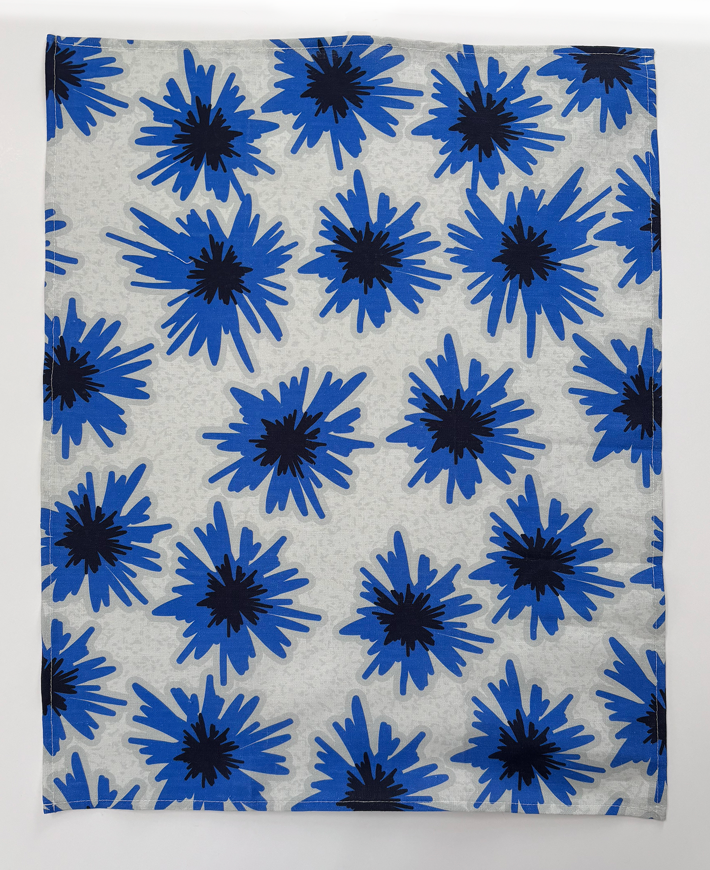 Mighty Blue big bold cornflowers 100% linen tea towel is beautiful functional art.