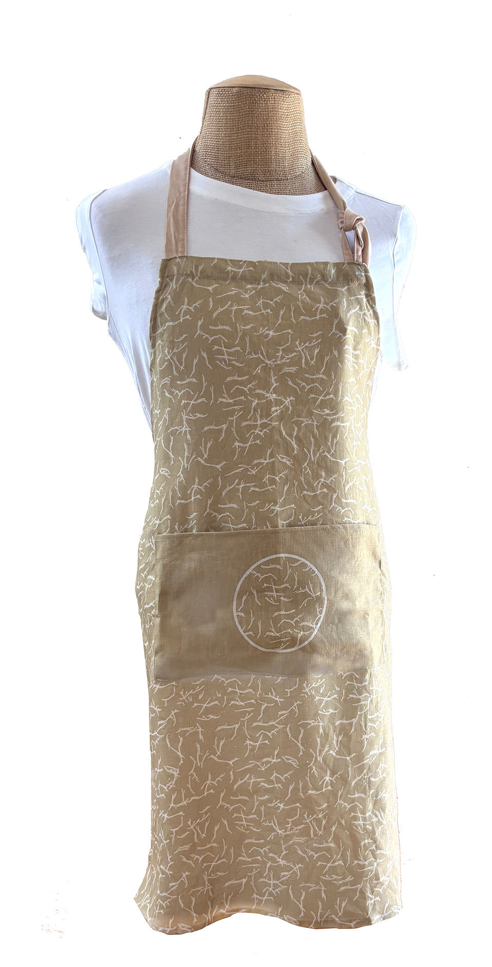 Driftwood pattern 100% linen apron--Adult size only