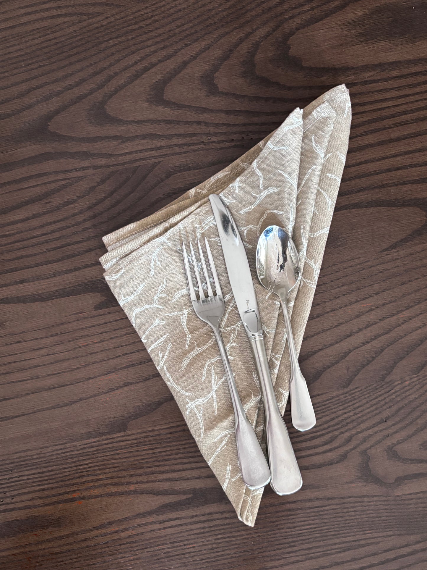 Driftwood 100% linen napkins celebrate the subtle beauty of nature. Set of 2